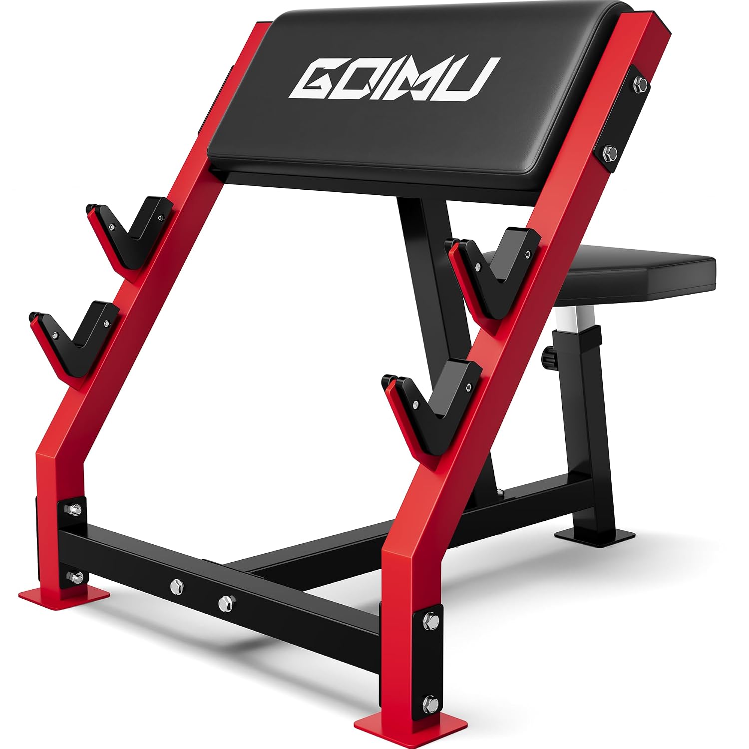Barbell Curl Bar - Adjustable Preacher Curl Bench Isolated Barbell