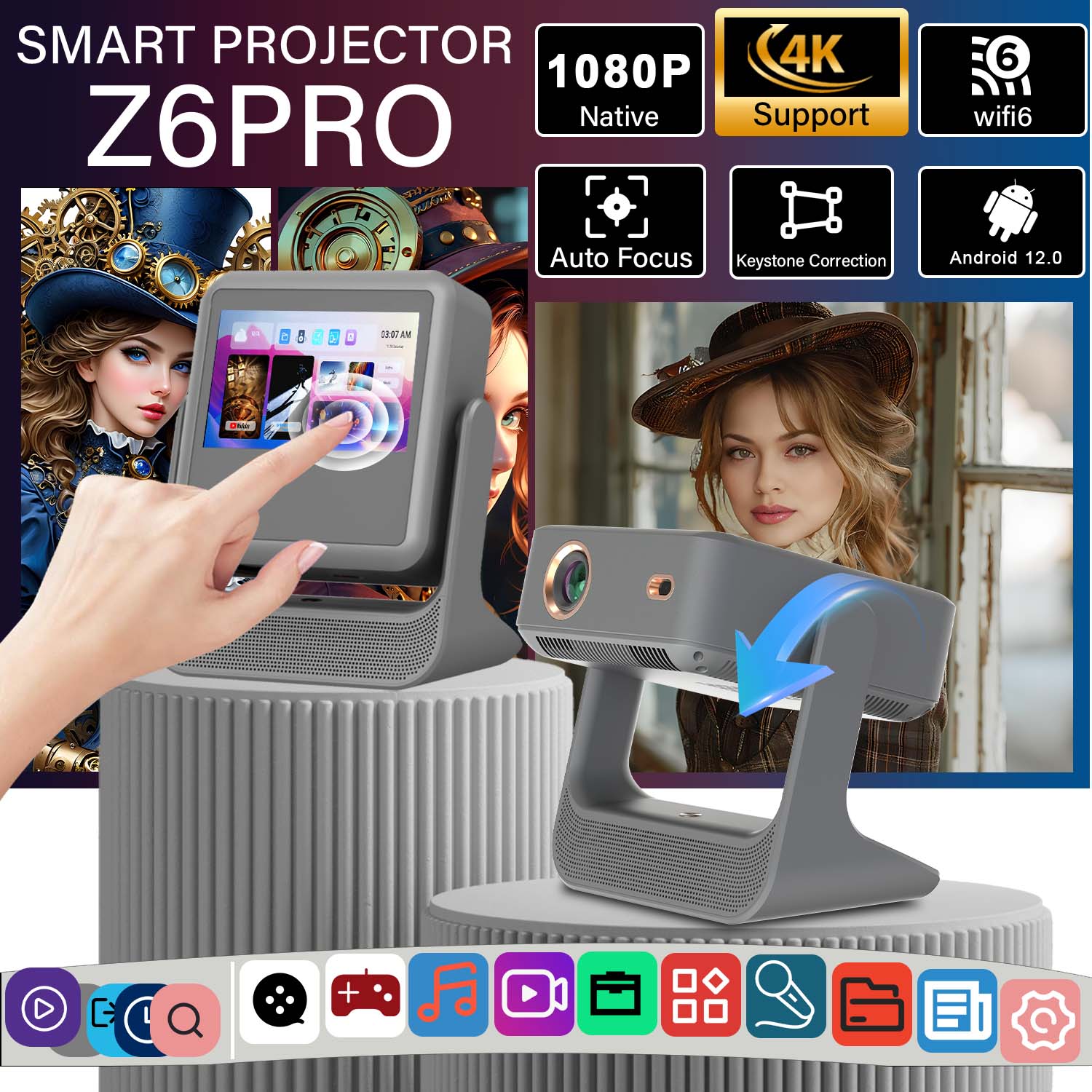 Home Gym Video - Portable Sports Projector Auto Keystone &