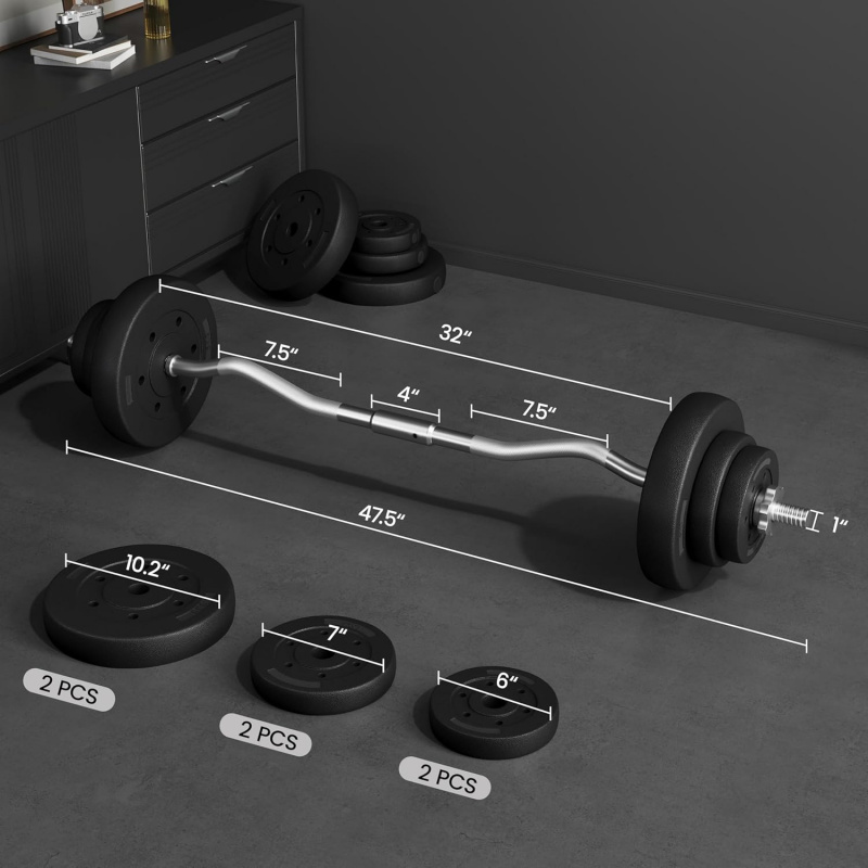 Barbell Set - Curl Bar & Weigh - đánh giá và giá Barbell Curl Bar