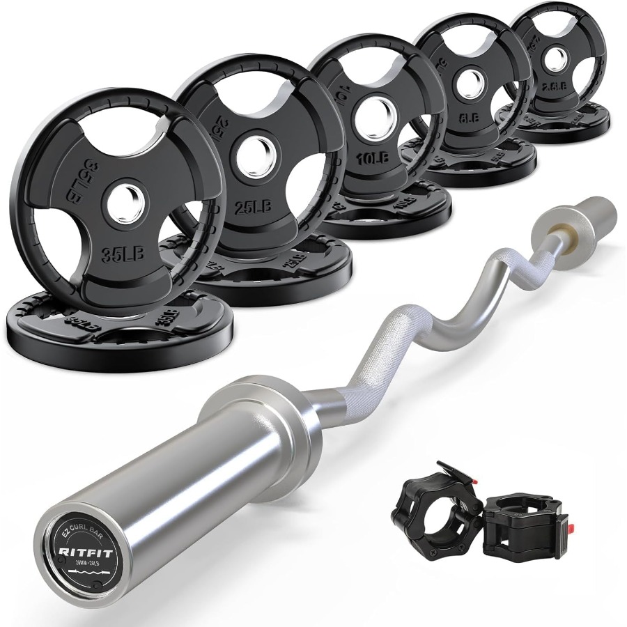 2 Inch EZ Curl Bar with 155LB  - đánh giá và giá Barbell Curl Bar