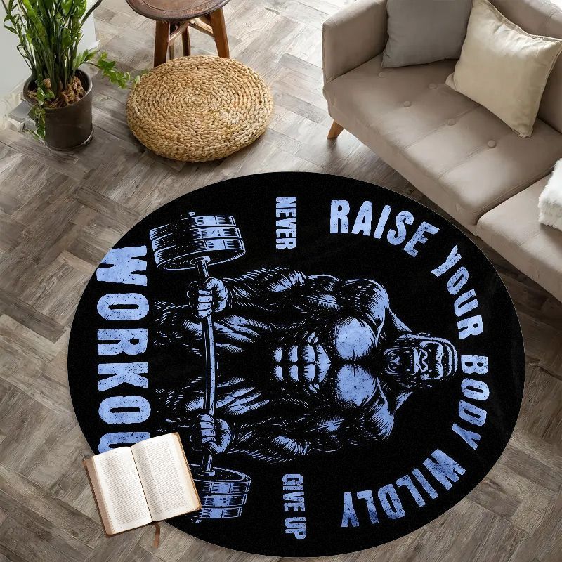 Muscle Man Workout Quote Round - đánh giá và giá Home Zone Gym