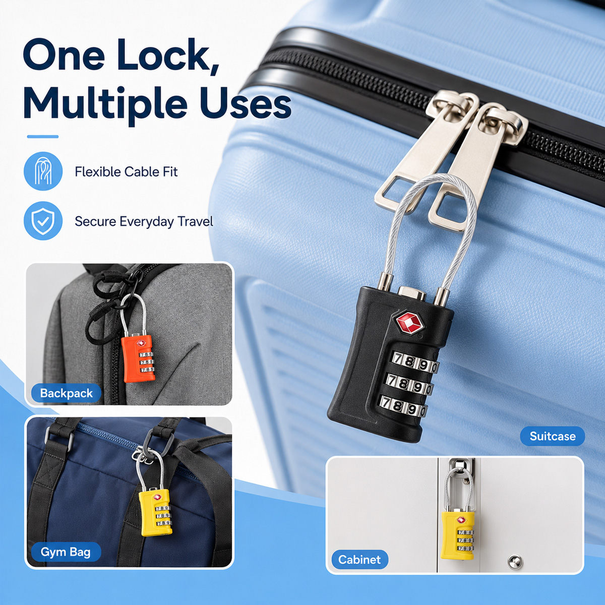 TSA Approved Luggage Lock 3 Di - đánh giá và giá Home Gym Cable