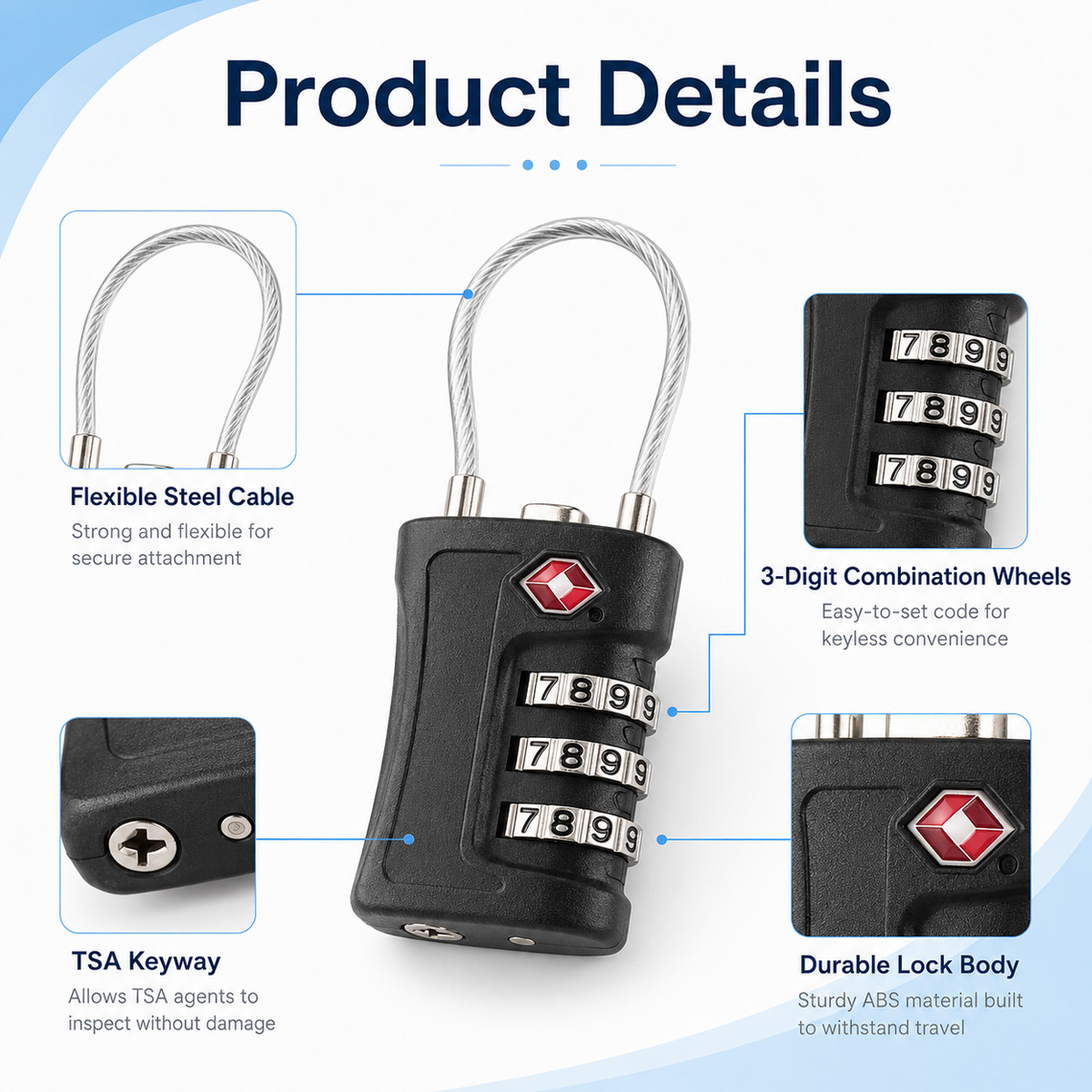 TSA Approved Luggage Lock 3 Di - đánh giá và giá Home Gym Cable