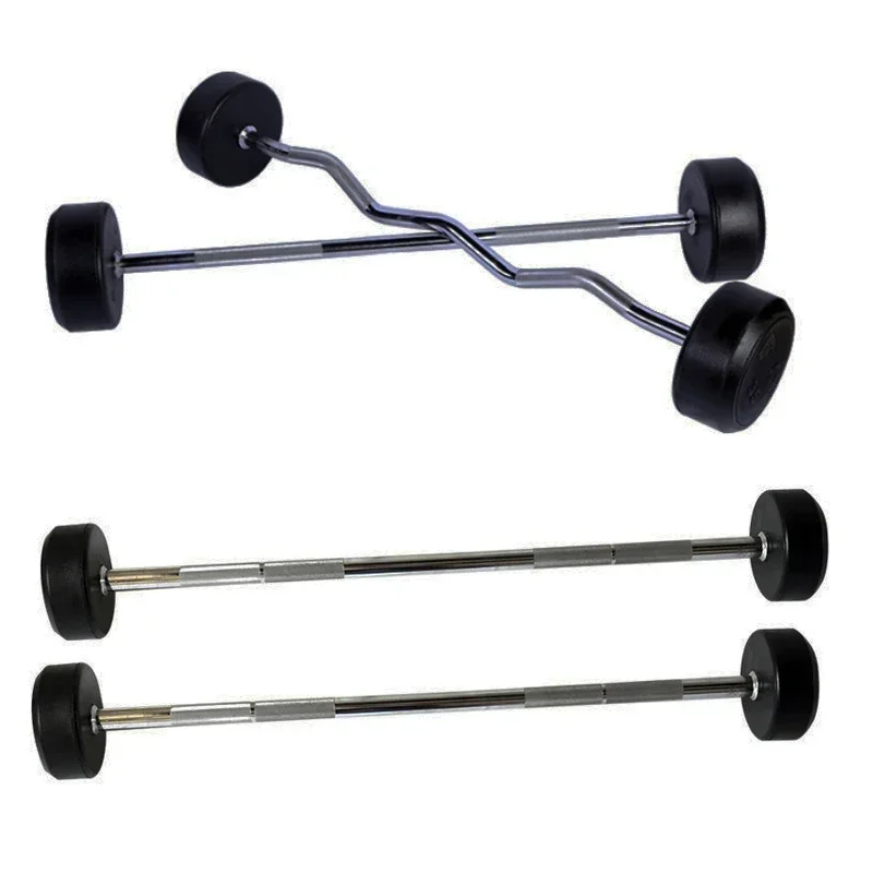 Round Rubber Coated Curl Fixed - đánh giá và giá Barbell Curl Bar