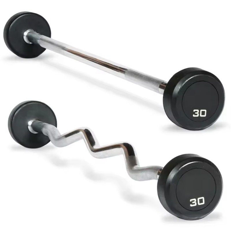 Round Rubber Coated Curl Fixed - đánh giá và giá Barbell Curl Bar